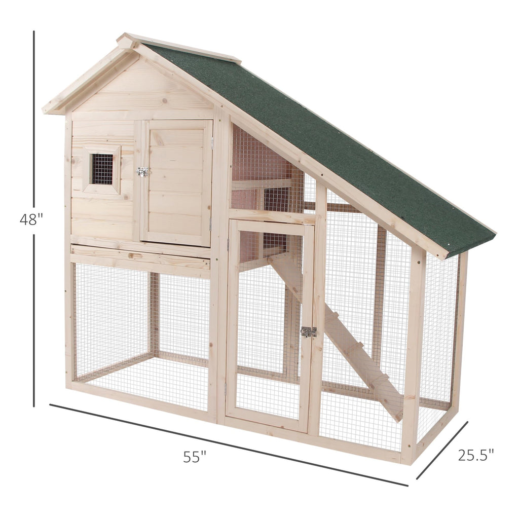 55" 2-Tier Wooden Rabbit Hutch with Ramp X90078