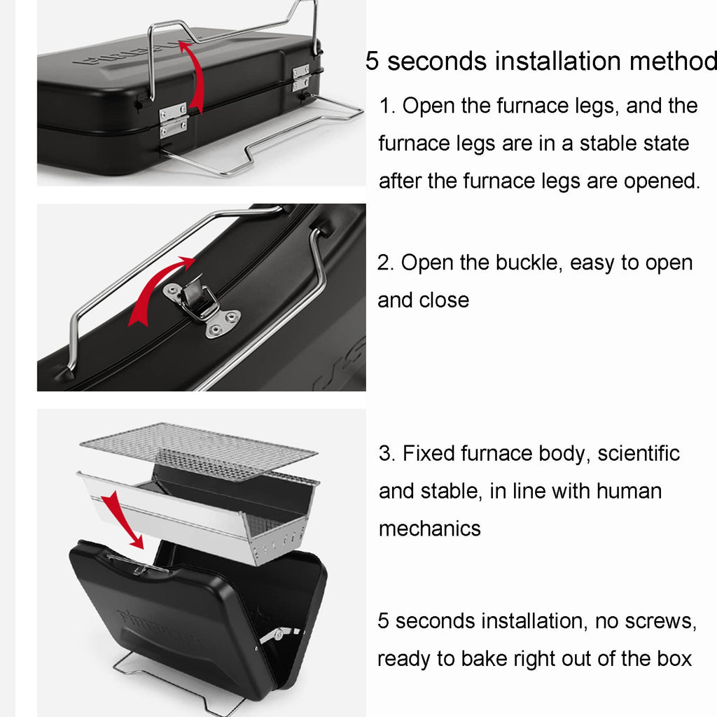 Foldable Portable Stainless Steel Charcoal BBQ Grill D431