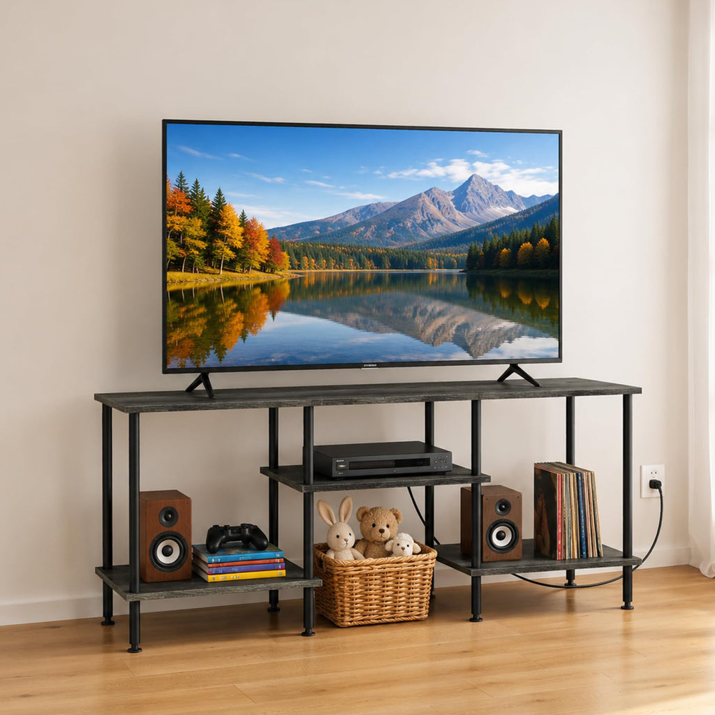 50 Inch Dark Grey TV Stand with Power Outlet Q186061