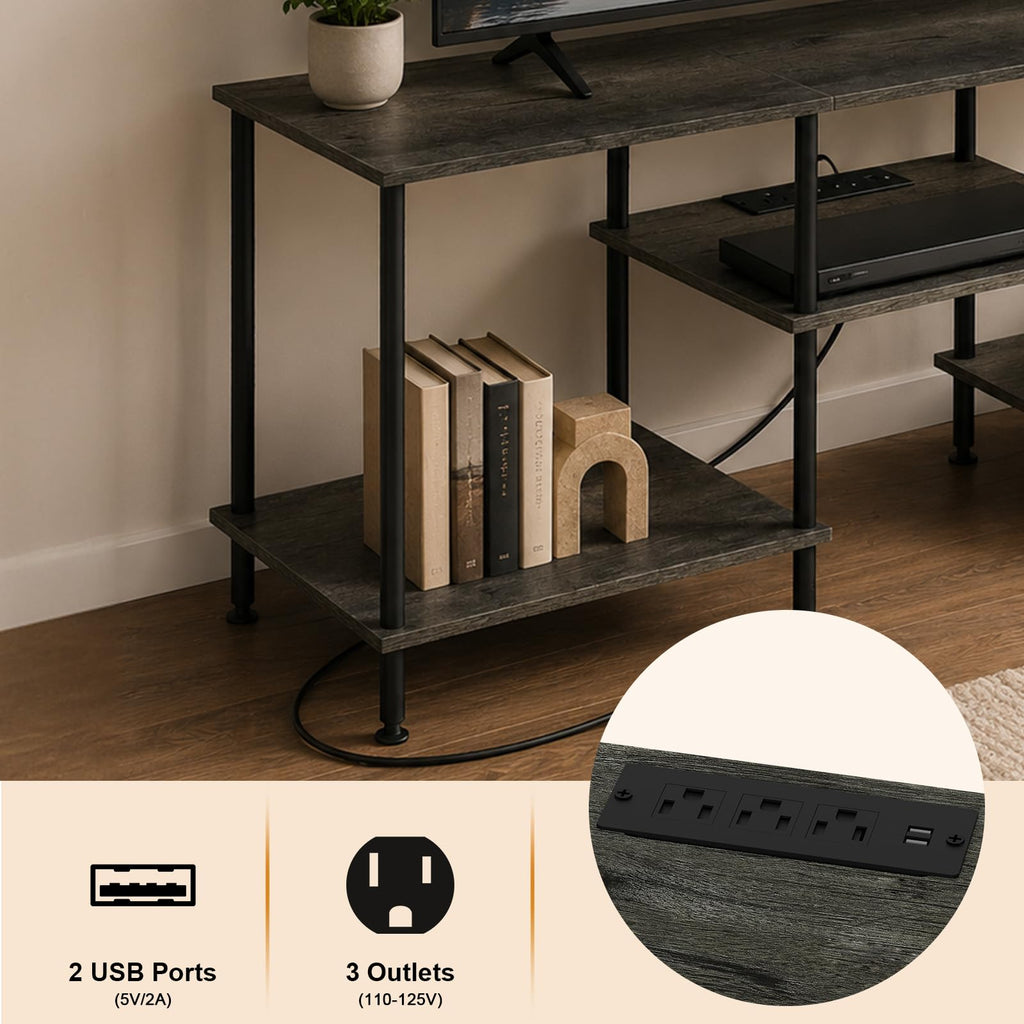 50 Inch Dark Grey TV Stand with Power Outlet Q186061