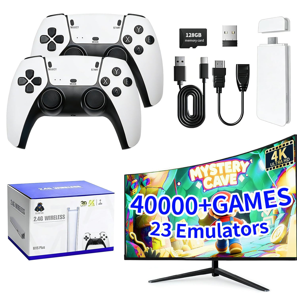 Retro Gaming Console Stick with Dual Wireless Controllers V887128