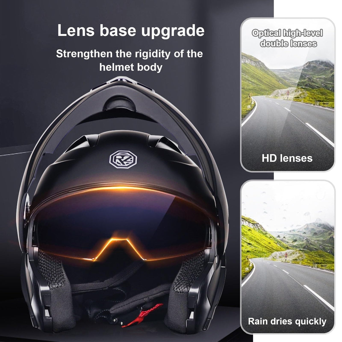 DOT Approved Full Face Flip up Anti-Fog Double Visor Motorcycle Helmet C696