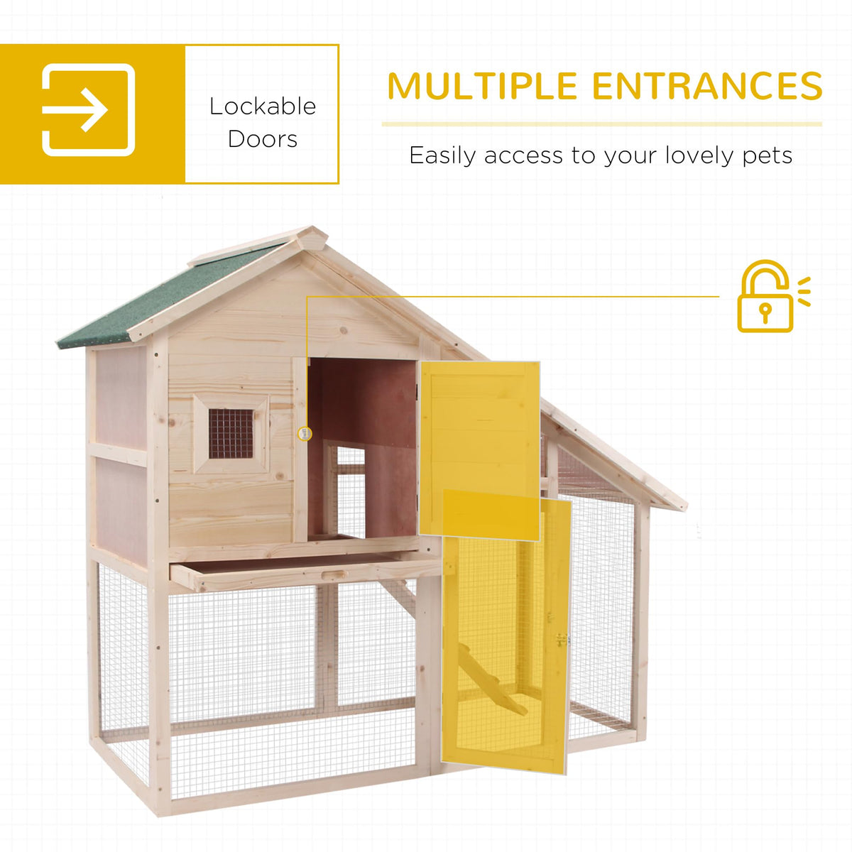 55" 2-Tier Wooden Rabbit Hutch with Ramp X90078