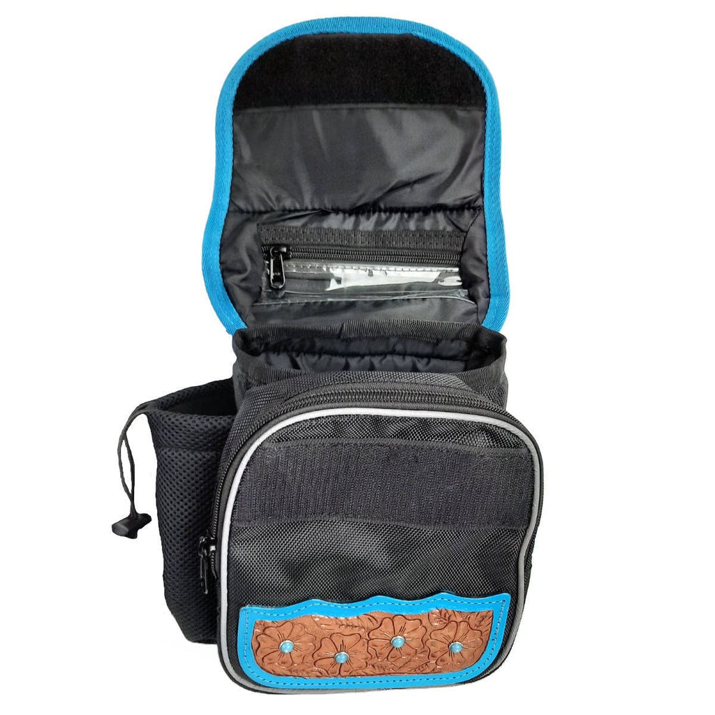 Turquoise Flower 1680D Nylon Western Horn Storage Bag with Hand Tooled Leather Accents M87265