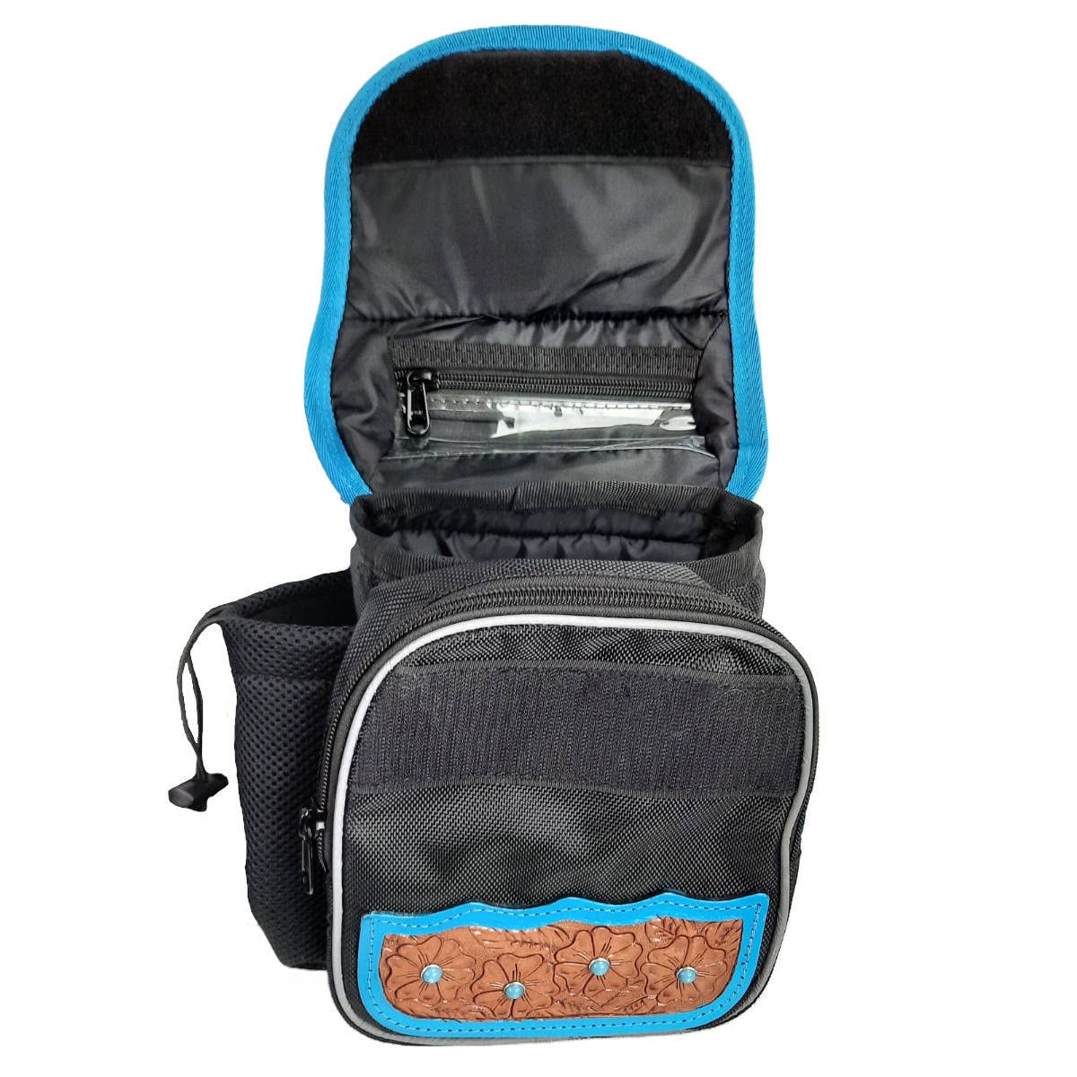 Turquoise Flower 1680D Nylon Western Horn Storage Bag with Hand Tooled Leather Accents M87265