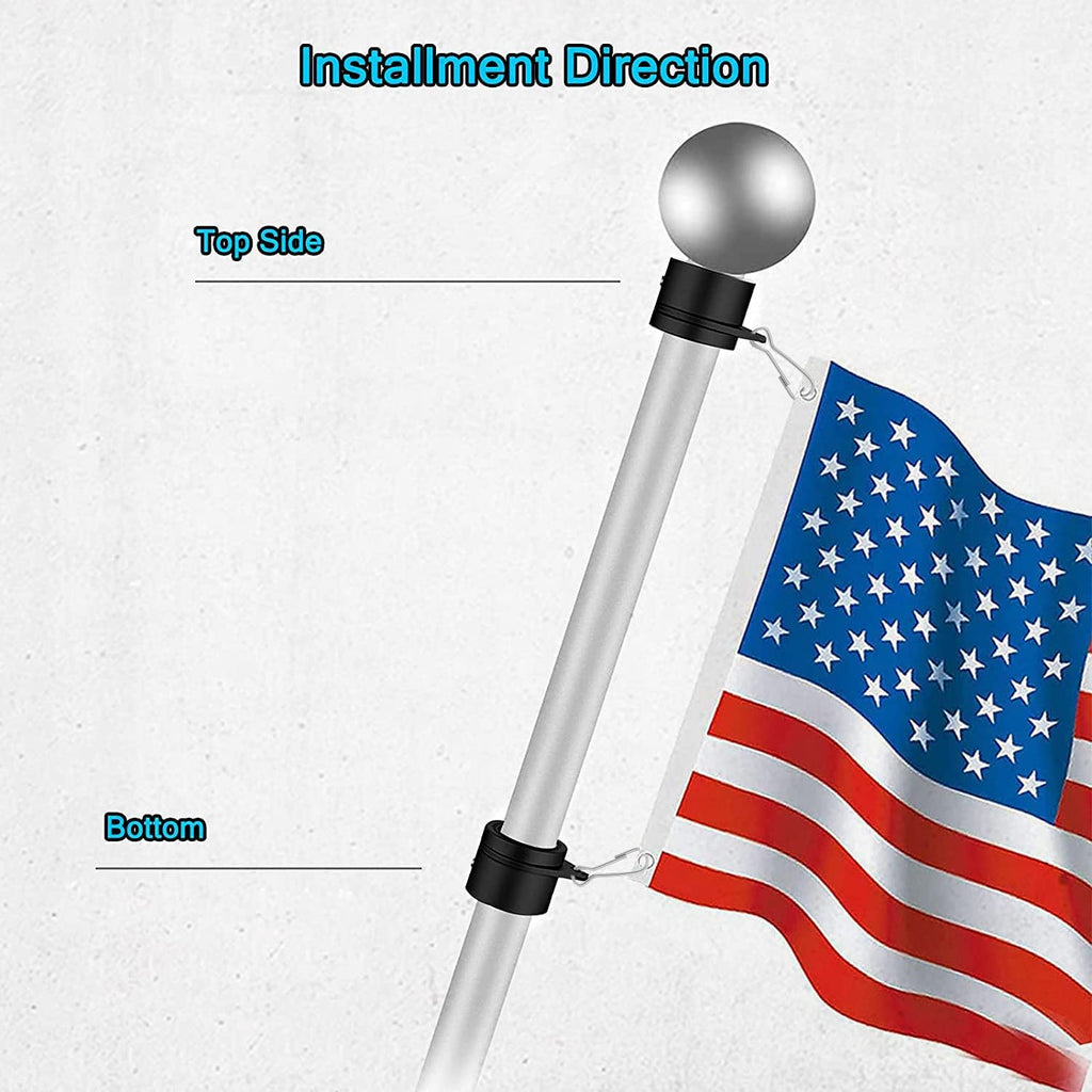 Aluminum Alloy 360° Rotating Flag Pole Rings with Carabiner, Pack of 2 N1474