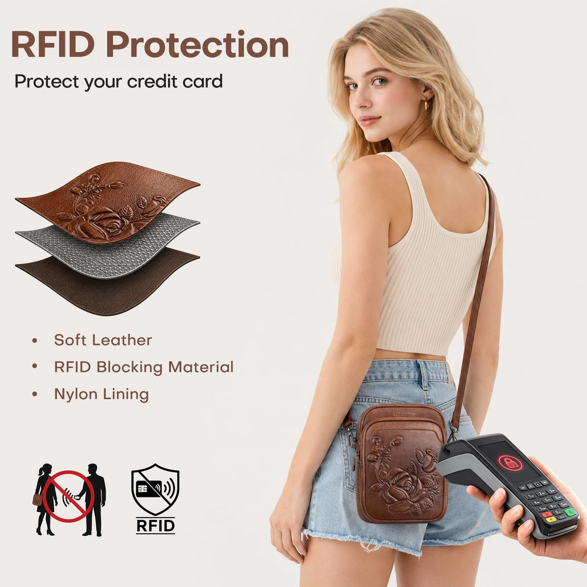 Small RFID Leather Crossbody Bag Z22504