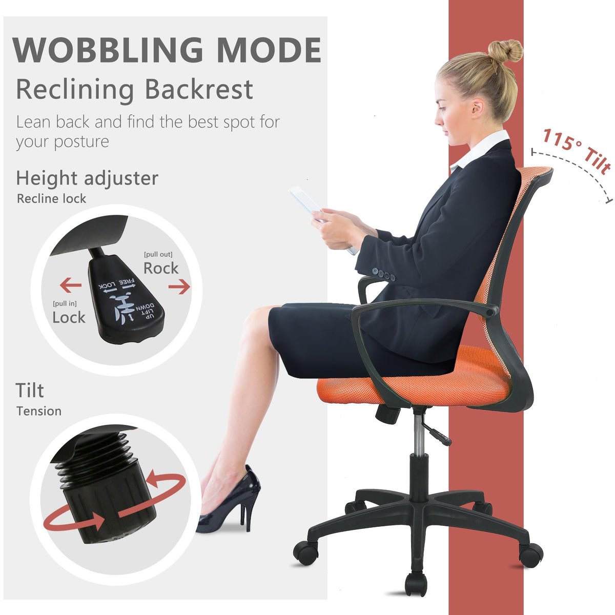Orange Ergonomic Mesh Gaming Chair B144