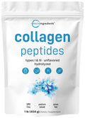 Hydrolyzed Collagen Peptides Powder, 1 lb Unflavored Type I & III M870459