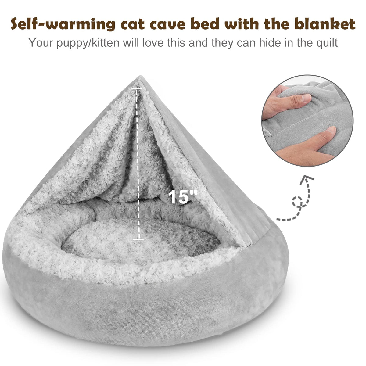 Hooded Blanket Donut Round Dog Bed 23 inch P502
