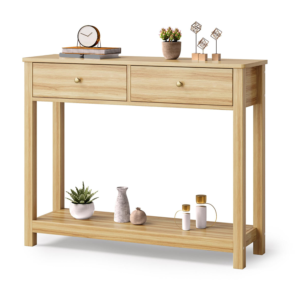 2 Drawer Oak Console Table A8839