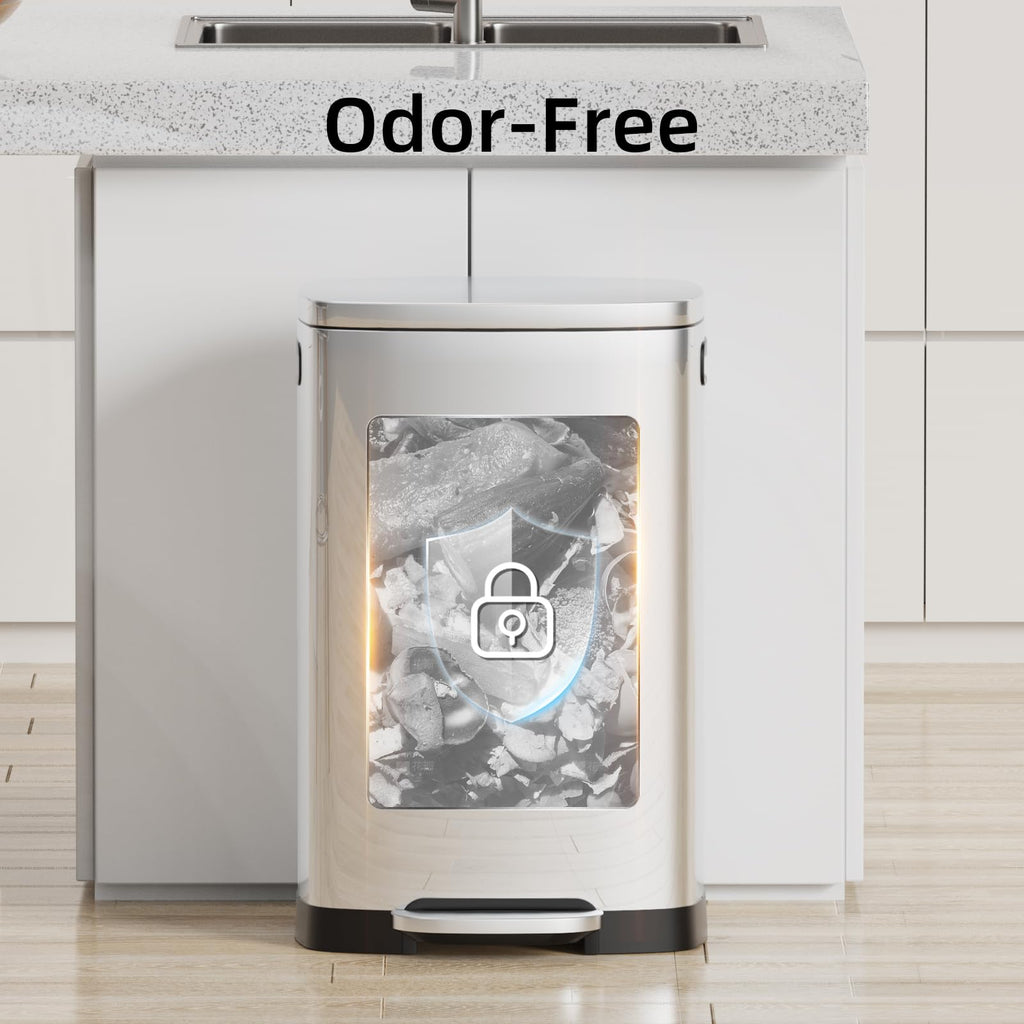 13 Gallon Stainless Steel Step Trash Can with Lid K68573