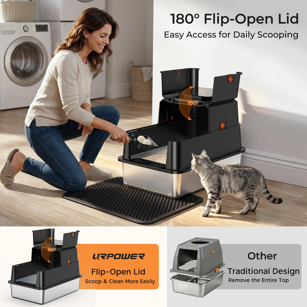 XL Stainless Steel Cat Litter Box I5335