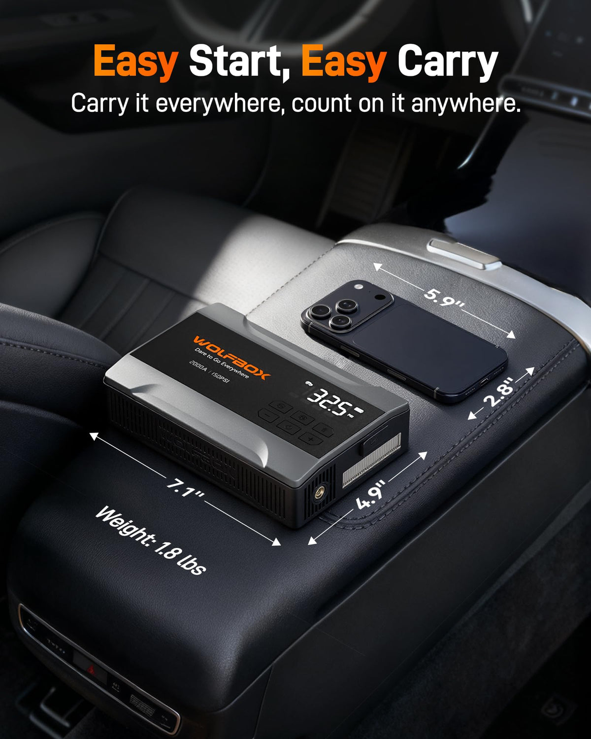 2000A Portable 12V Jump Starter with Air Compressor G620