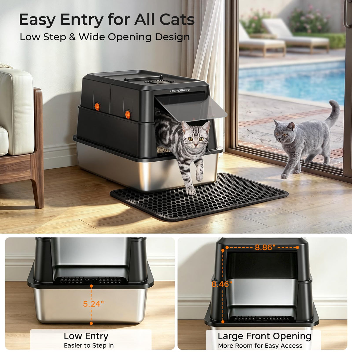 XL Stainless Steel Cat Litter Box I5335