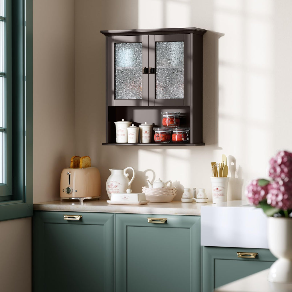 Wall Mount Medicine Cabinet with Tempered Glass Door D618