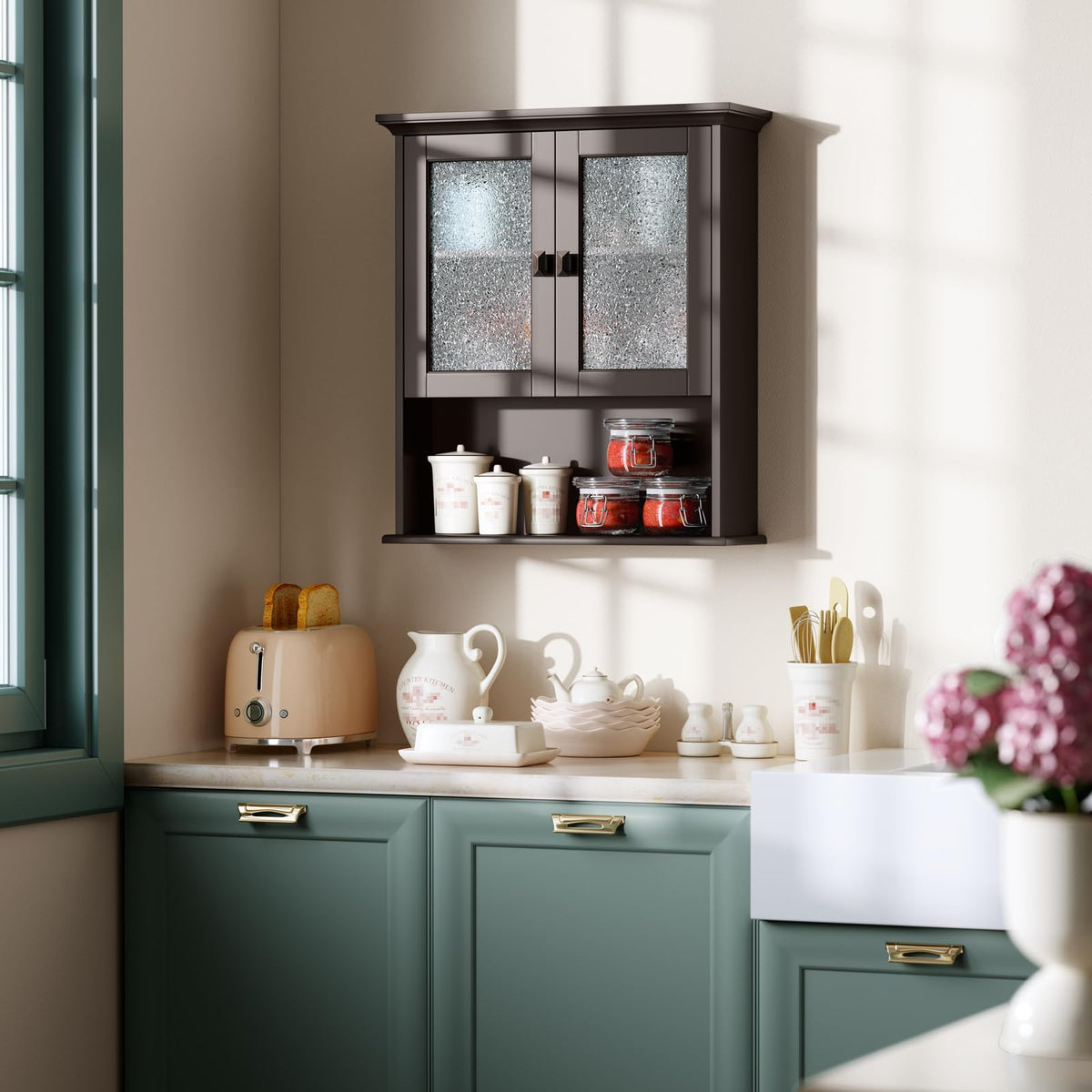 Wall Mount Medicine Cabinet with Tempered Glass Door D618