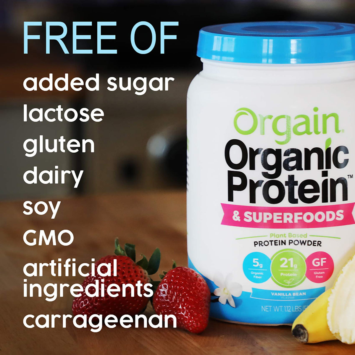 Organic Vegan Protein Powder + Greens, Creamy Chocolate Fudge, Vanilla Bean F29775