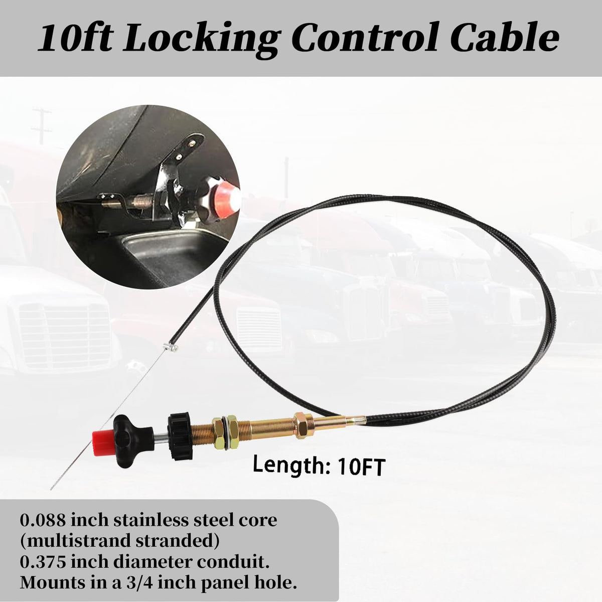 10FT Adjustable Locking Control Cable M9037