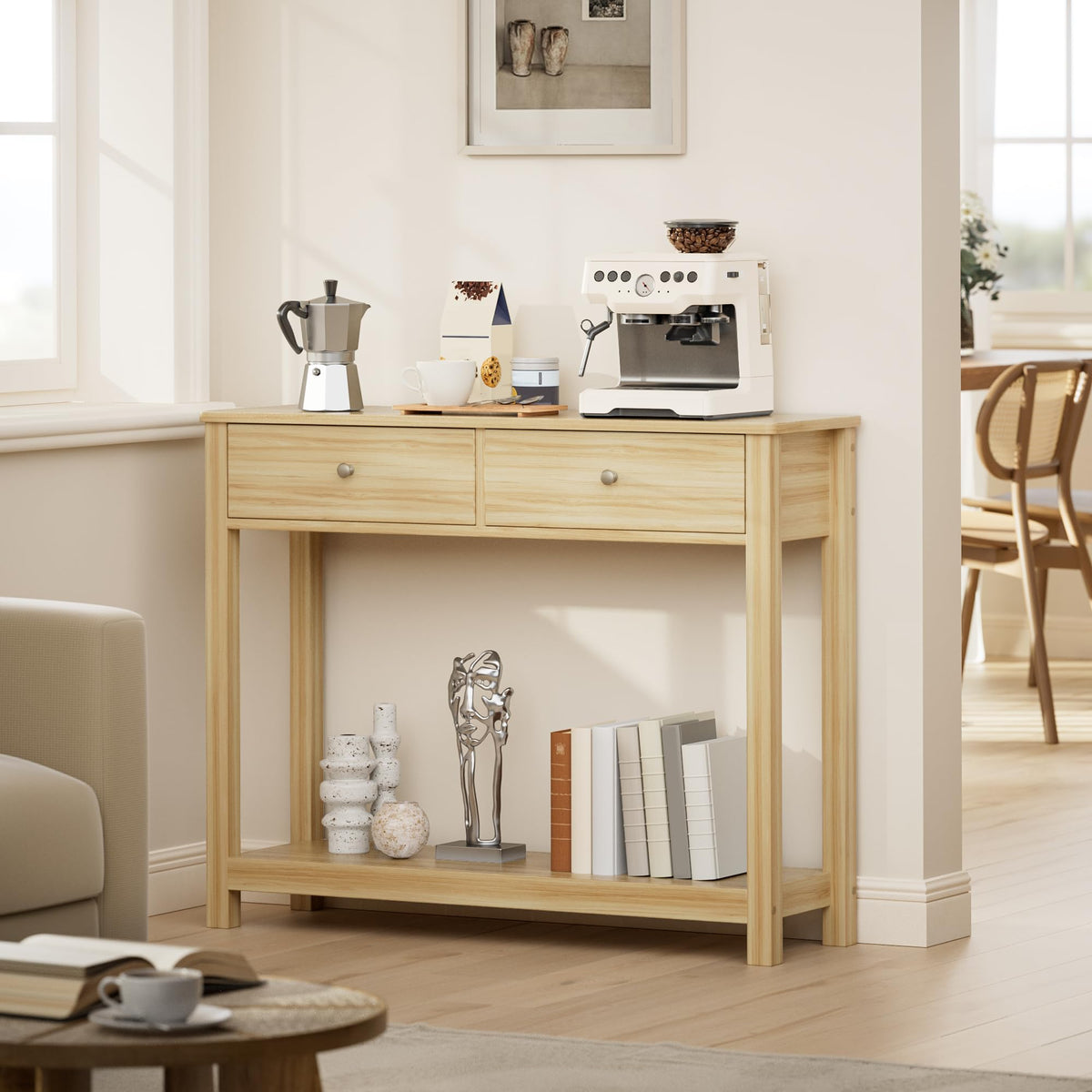 2 Drawer Oak Console Table A8839