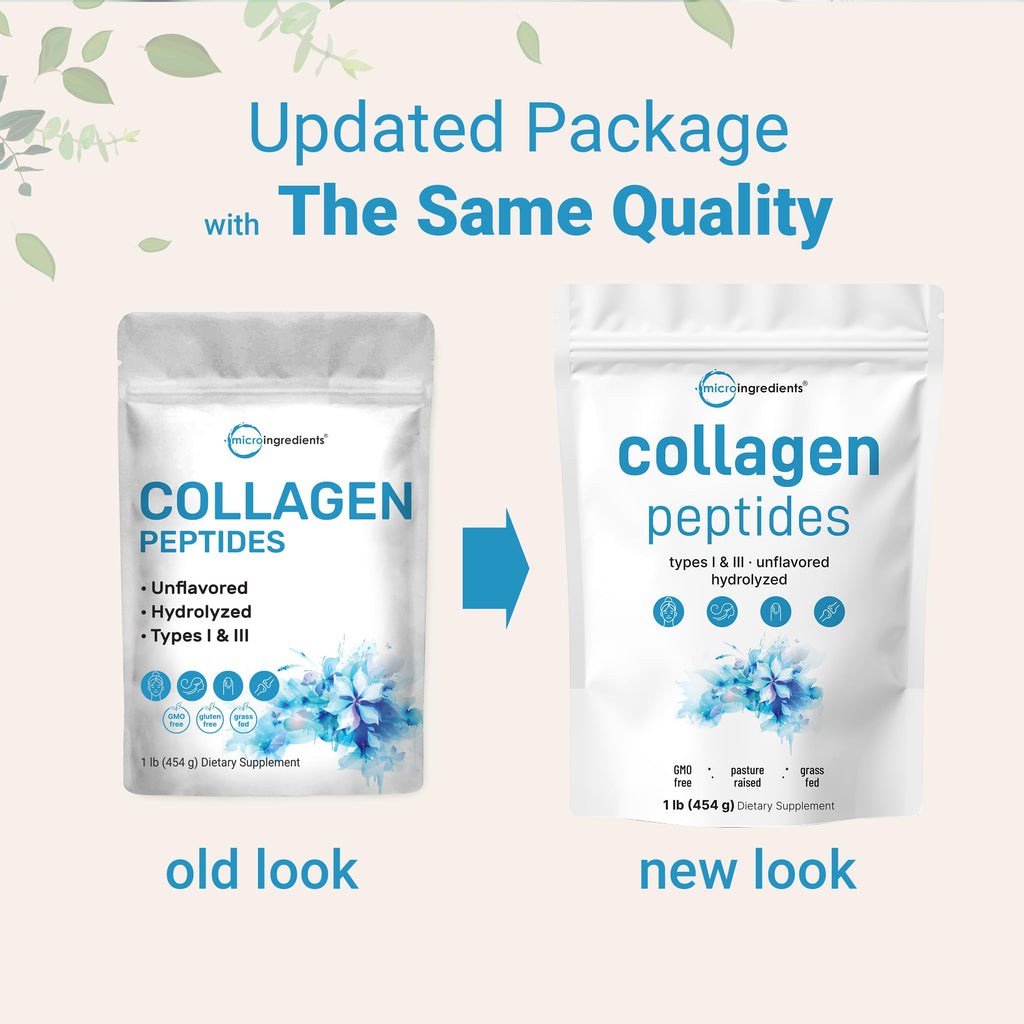 Hydrolyzed Collagen Peptides Powder, 1 lb Unflavored Type I & III M870459