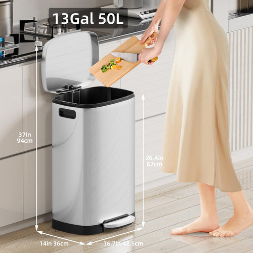 13 Gallon Stainless Steel Step Trash Can with Lid K68573