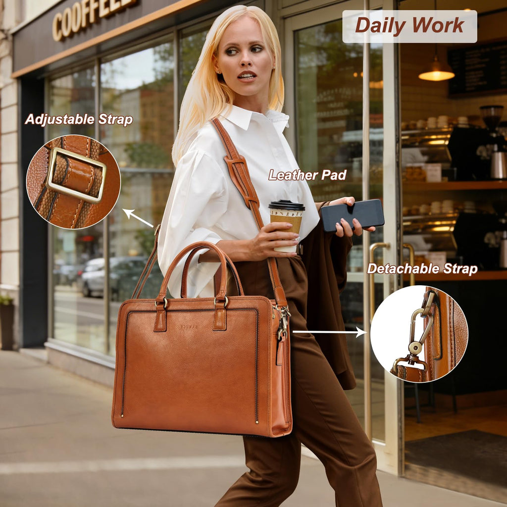 Full Grain Leather Briefcase Fits 15.6" Laptop G508