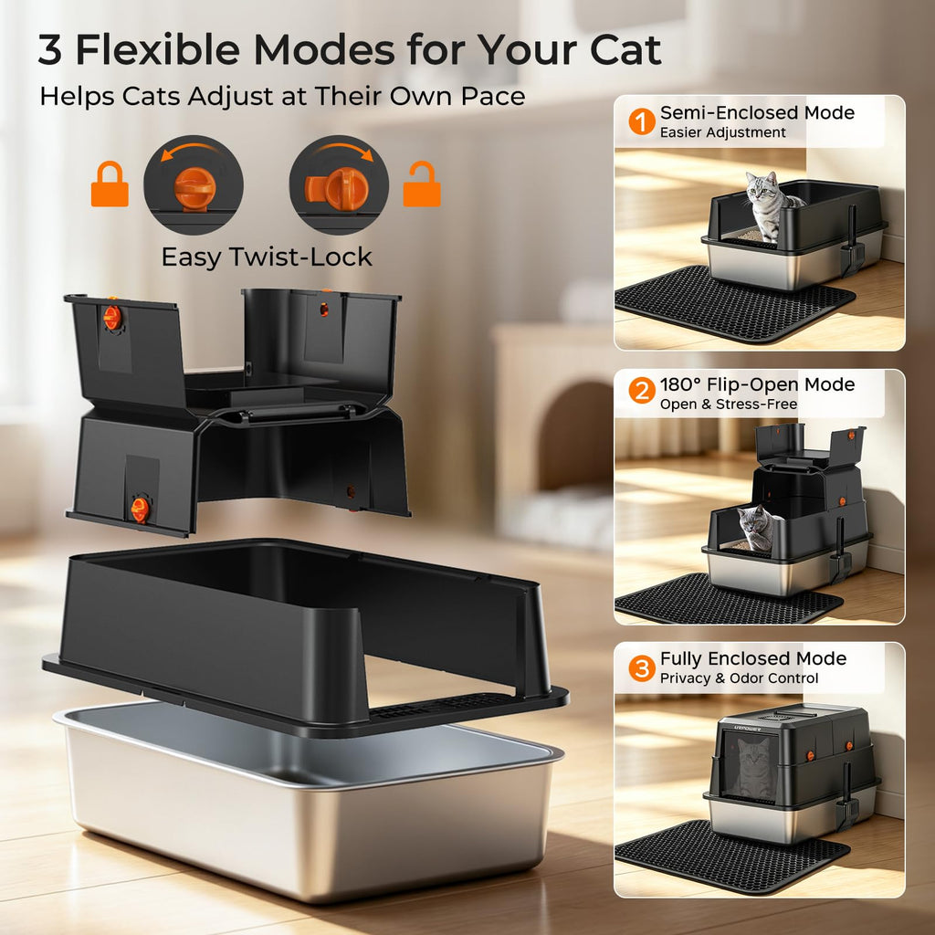 XL Stainless Steel Cat Litter Box I5335
