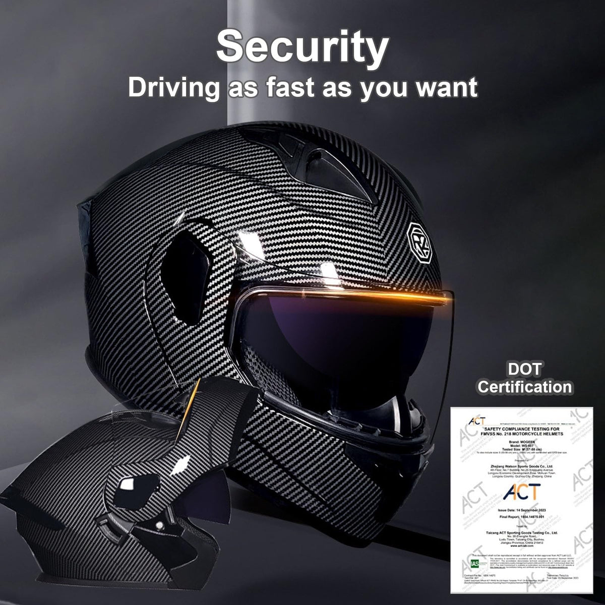 DOT Approved Full Face Flip up Anti-Fog Double Visor Motorcycle Helmet C696
