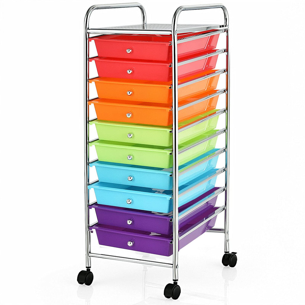 10 Drawer Rolling Storage Cart with Metal Frame H38121