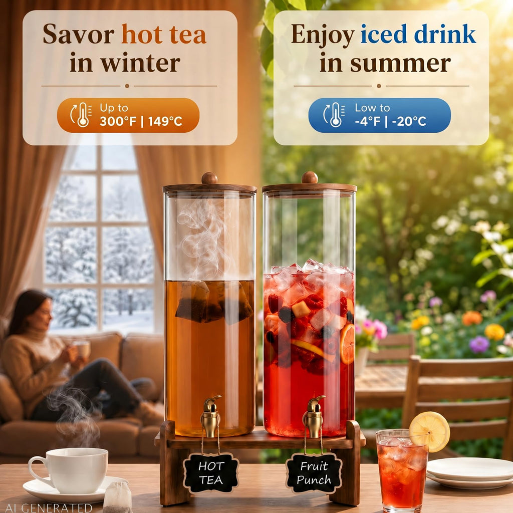 2 Pack 2 Gallon Glass Drink Dispenser with Spigot B1795