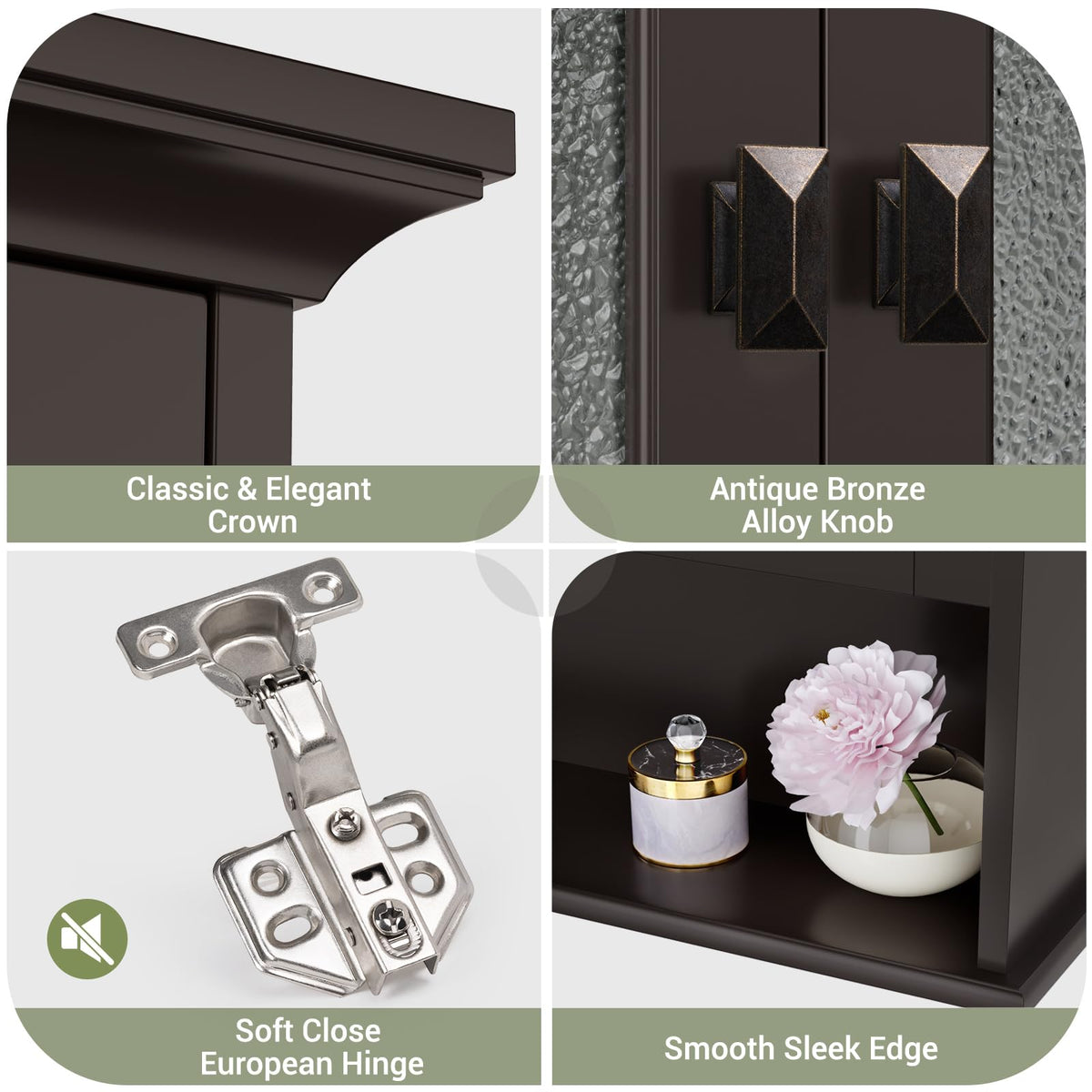 Wall Mount Medicine Cabinet with Tempered Glass Door D618