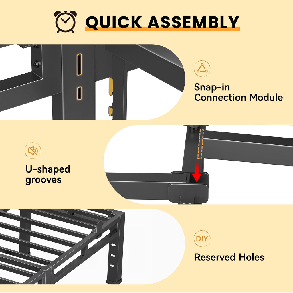 Queen 18 Inch Tall Metal Platform Bed Frame T579443