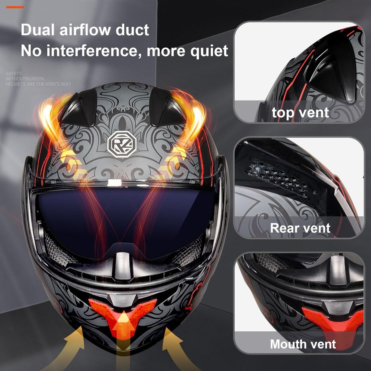 DOT Approved Full Face Flip up Anti-Fog Double Visor Motorcycle Helmet C696