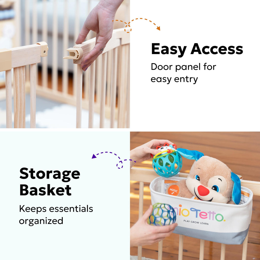Foldable Wooden Baby Playpen with Gate N13614