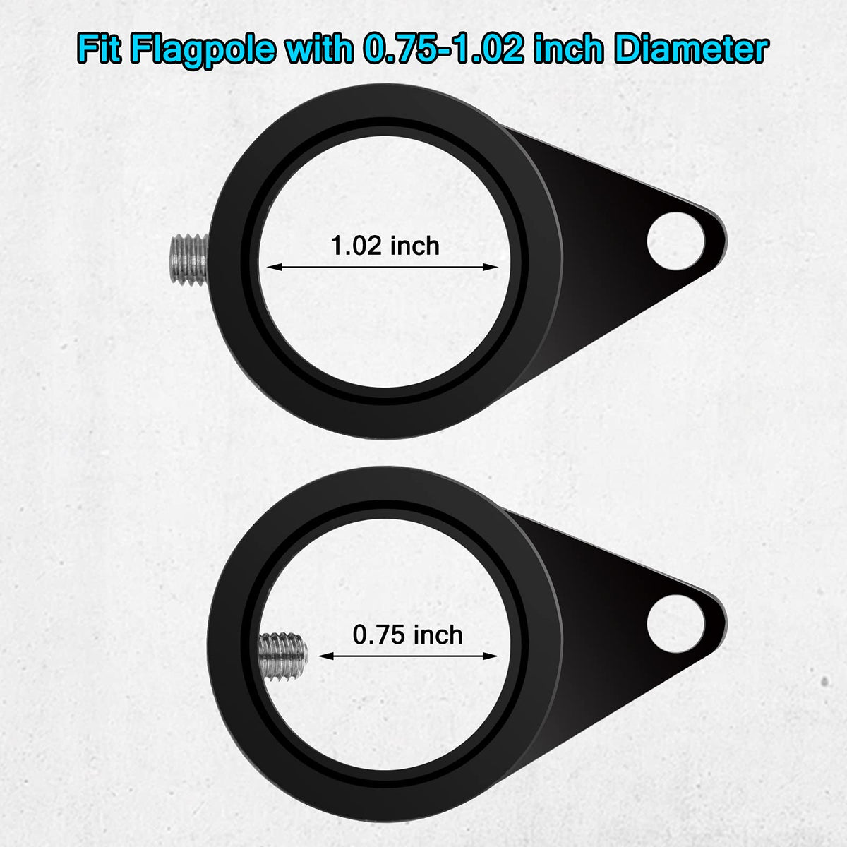 Aluminum Alloy 360° Rotating Flag Pole Rings with Carabiner, Pack of 2 N1474