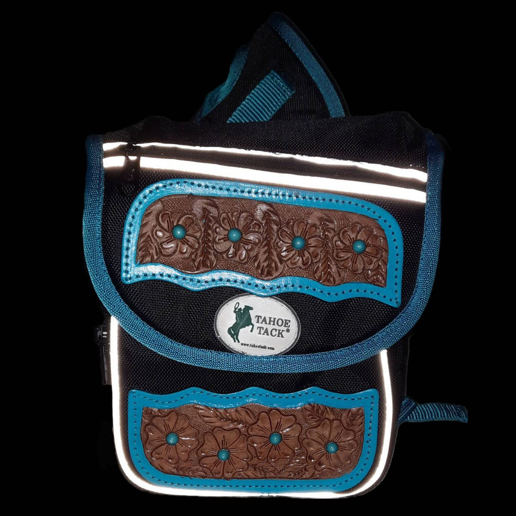 Turquoise Flower 1680D Nylon Western Horn Storage Bag with Hand Tooled Leather Accents M87265