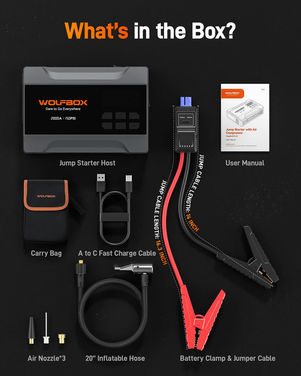 2000A Portable 12V Jump Starter with Air Compressor G620