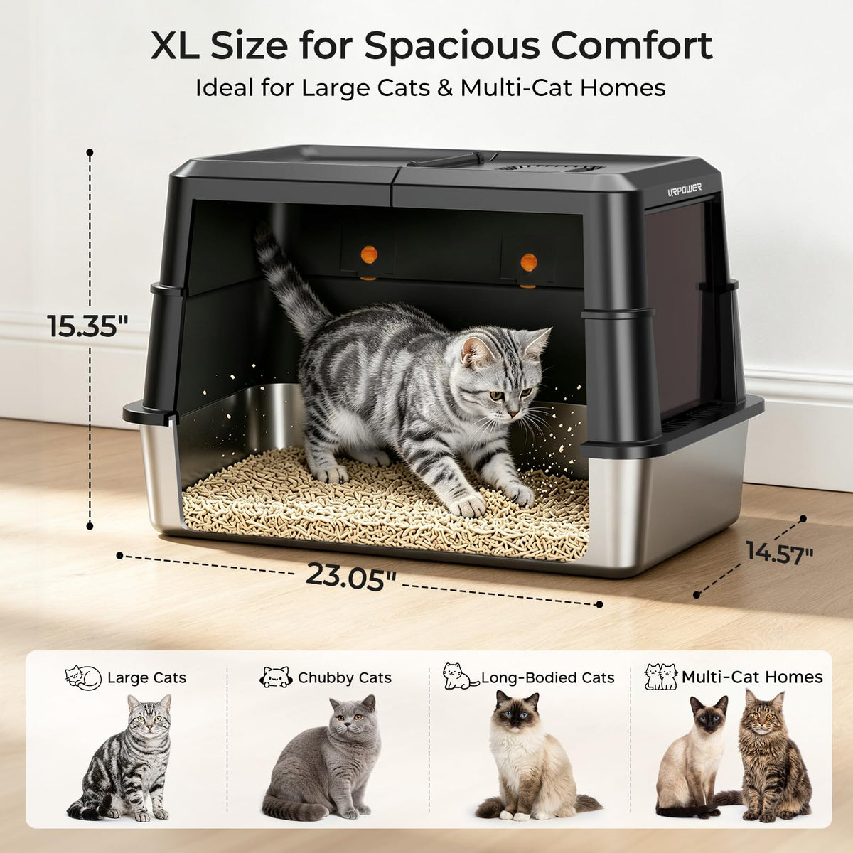 XL Stainless Steel Cat Litter Box I5335