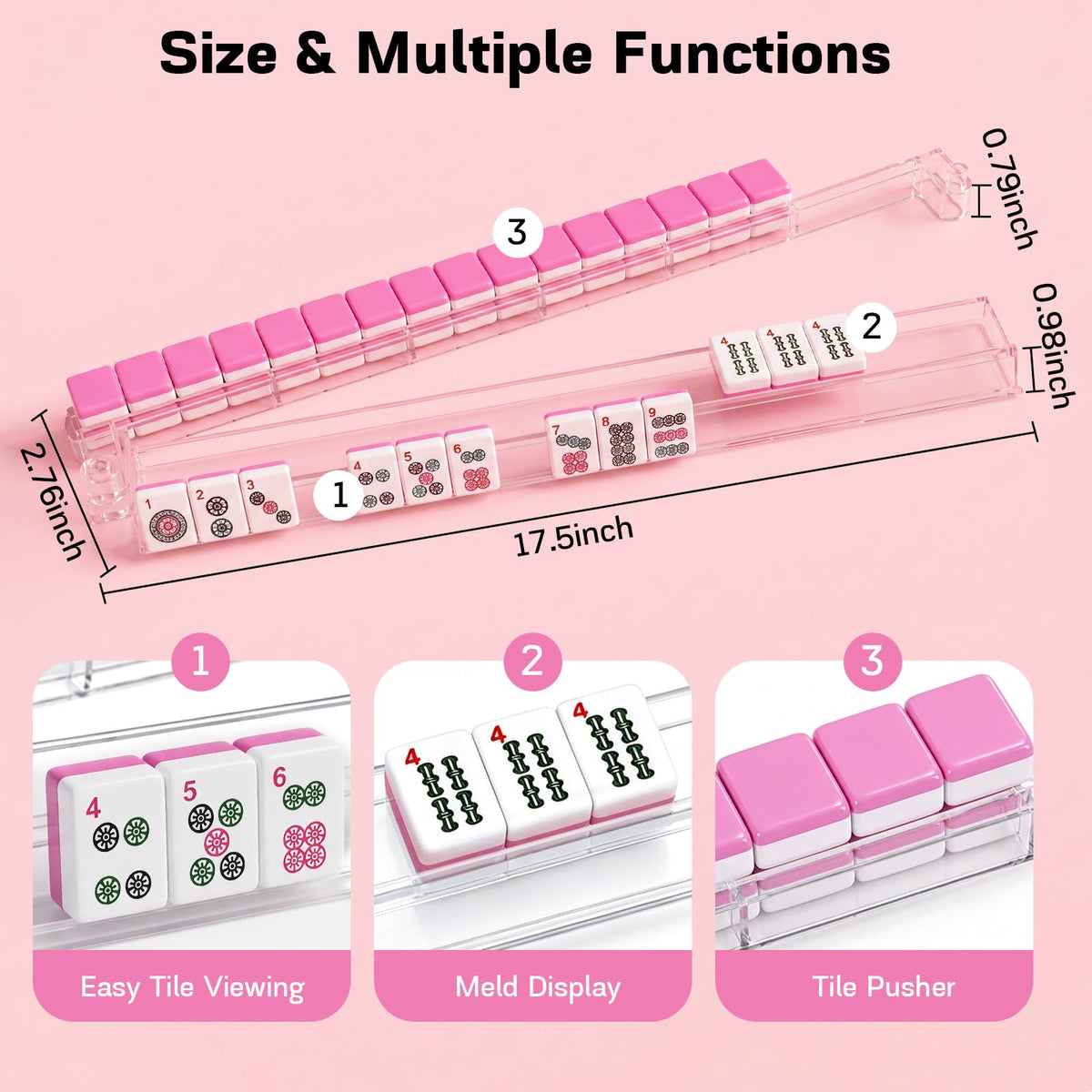 Clear Acrylic Mahjong Racks with Pushers Set of 4 D958