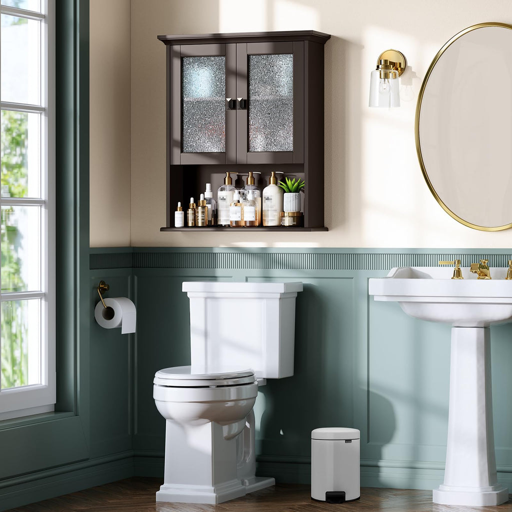 Wall Mount Medicine Cabinet with Tempered Glass Door D618
