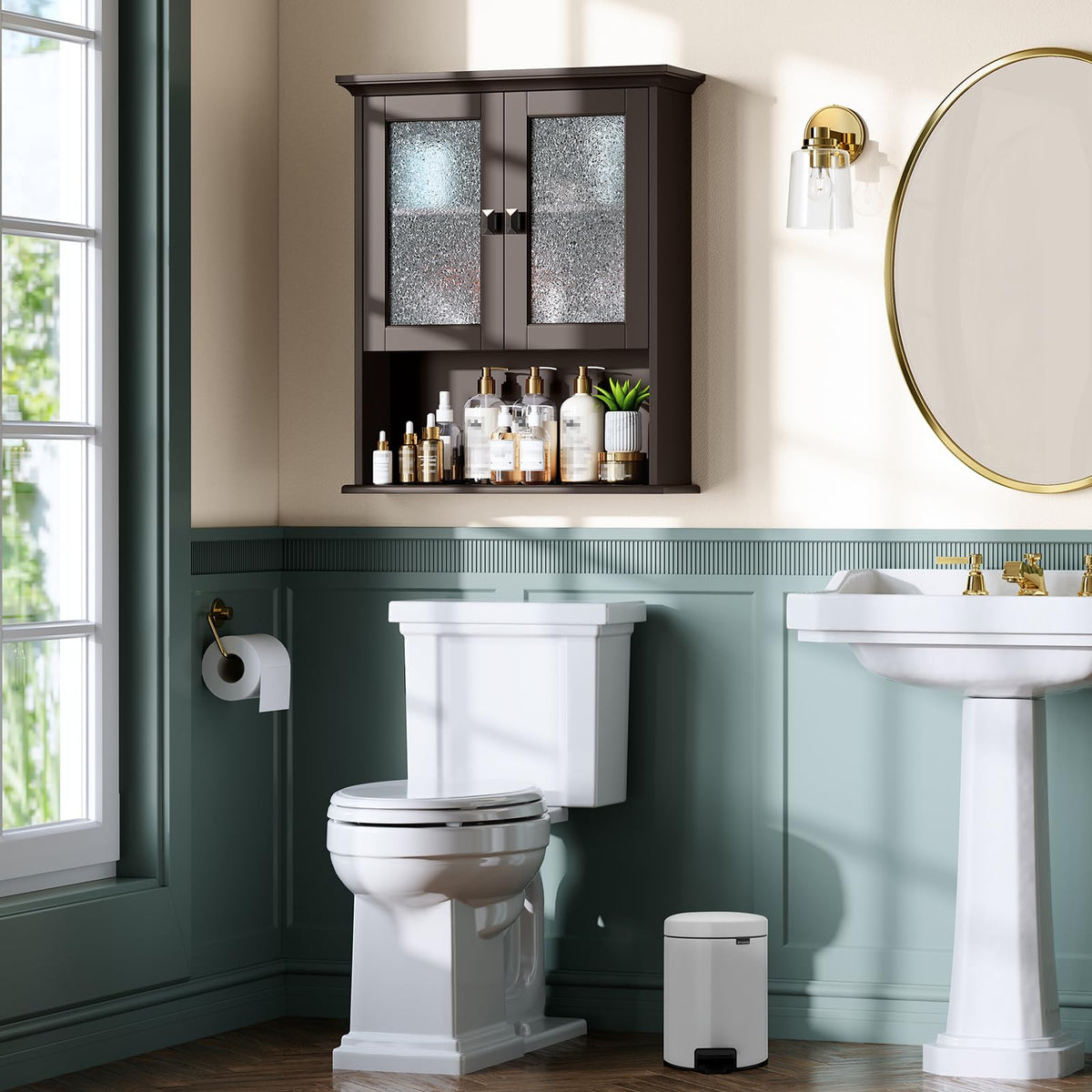 Wall Mount Medicine Cabinet with Tempered Glass Door D618