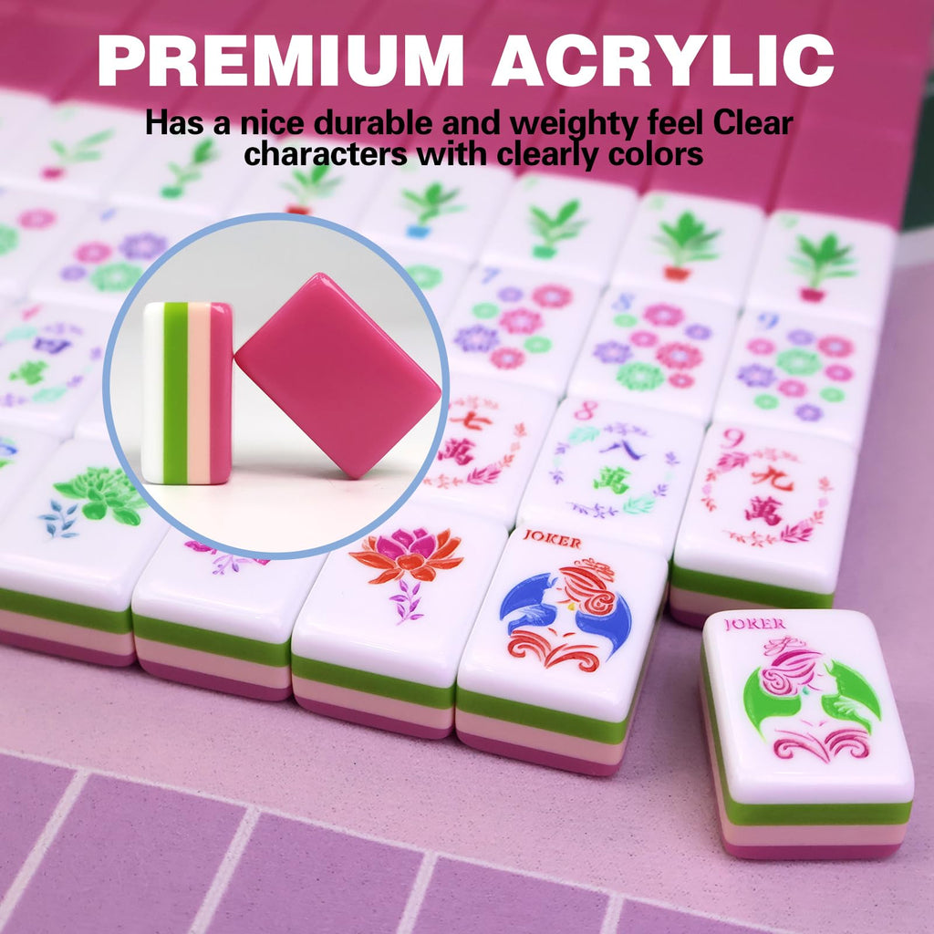 Acrylic 160 Tiles Mahjong Game Set with Carrying Bag A142