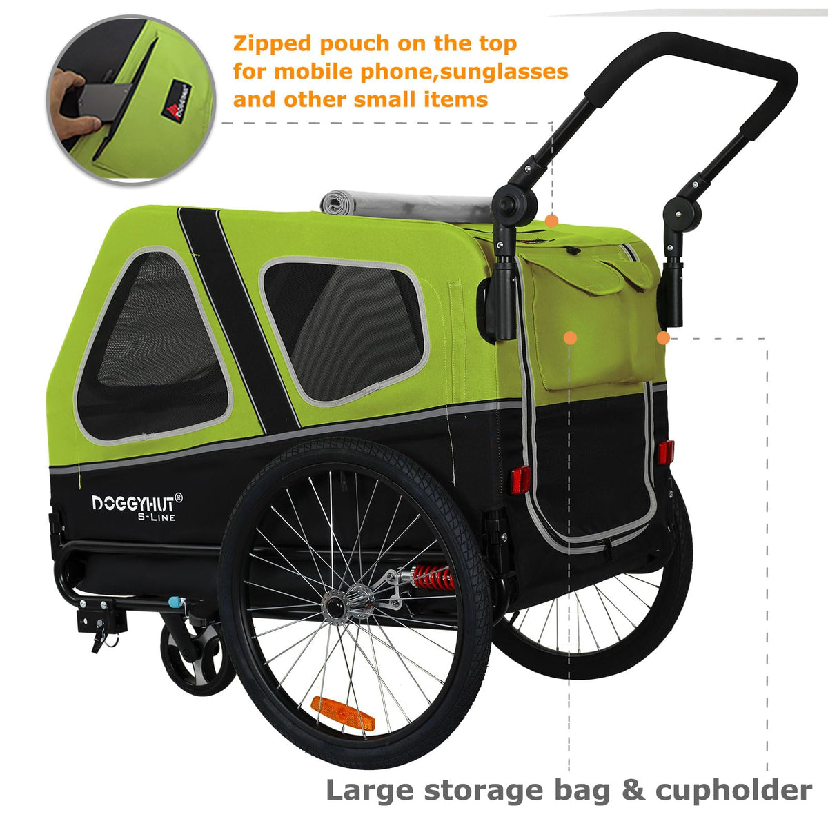 XL Pet Bike Trailer & Stroller with Suspension Wheels X917