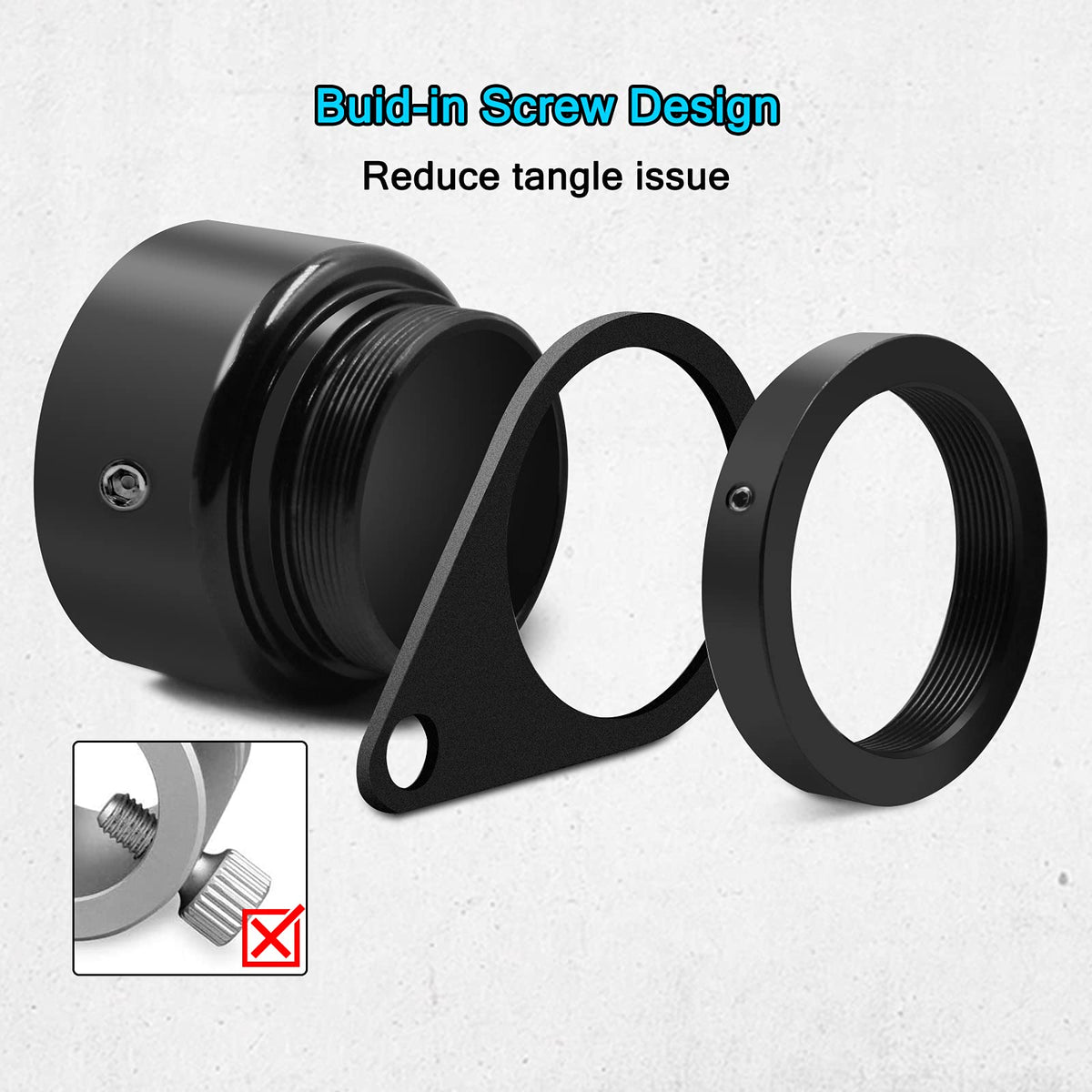 Aluminum Alloy 360° Rotating Flag Pole Rings with Carabiner, Pack of 2 N1474