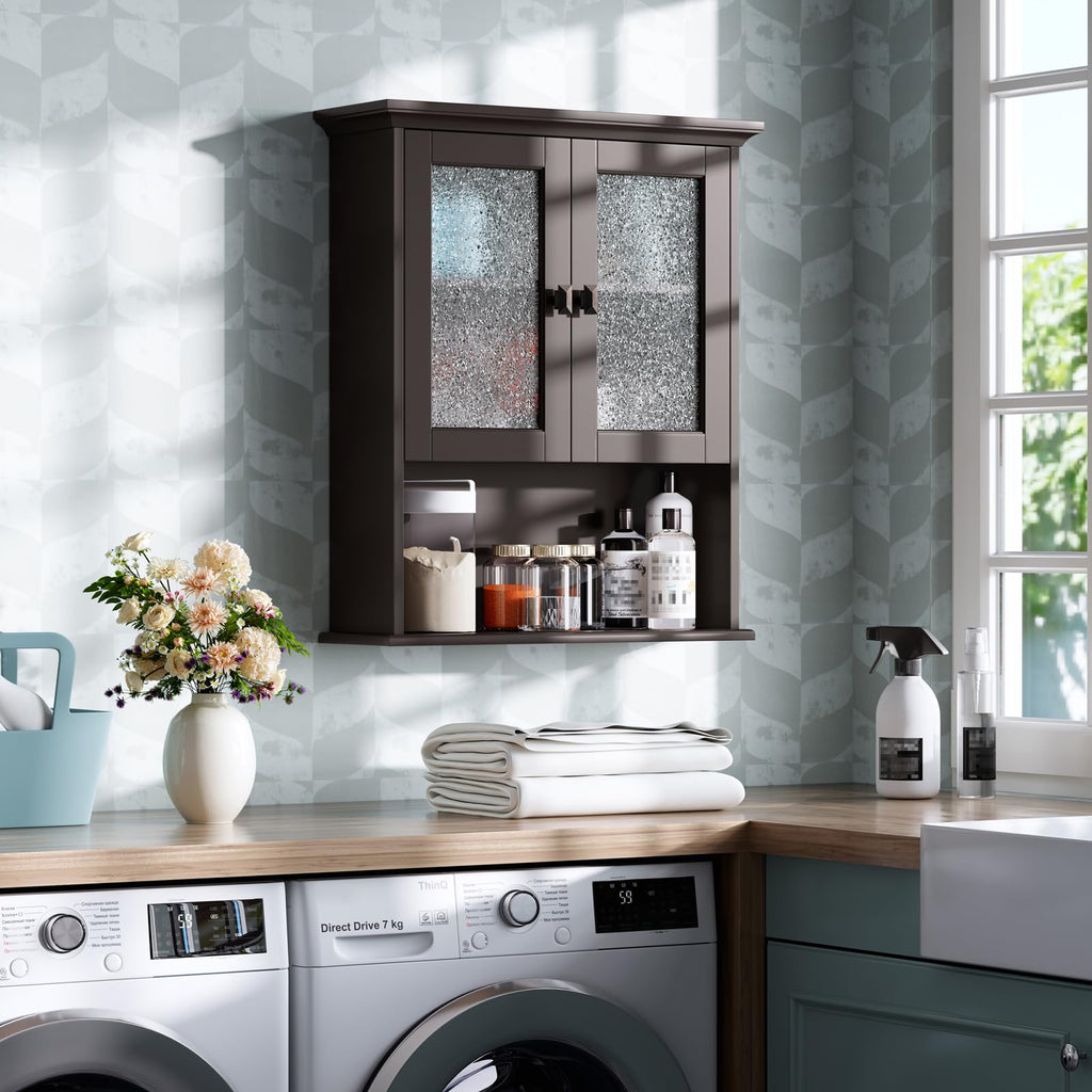 Wall Mount Medicine Cabinet with Tempered Glass Door D618