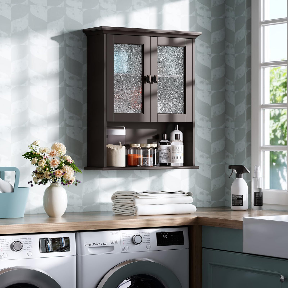 Wall Mount Medicine Cabinet with Tempered Glass Door D618