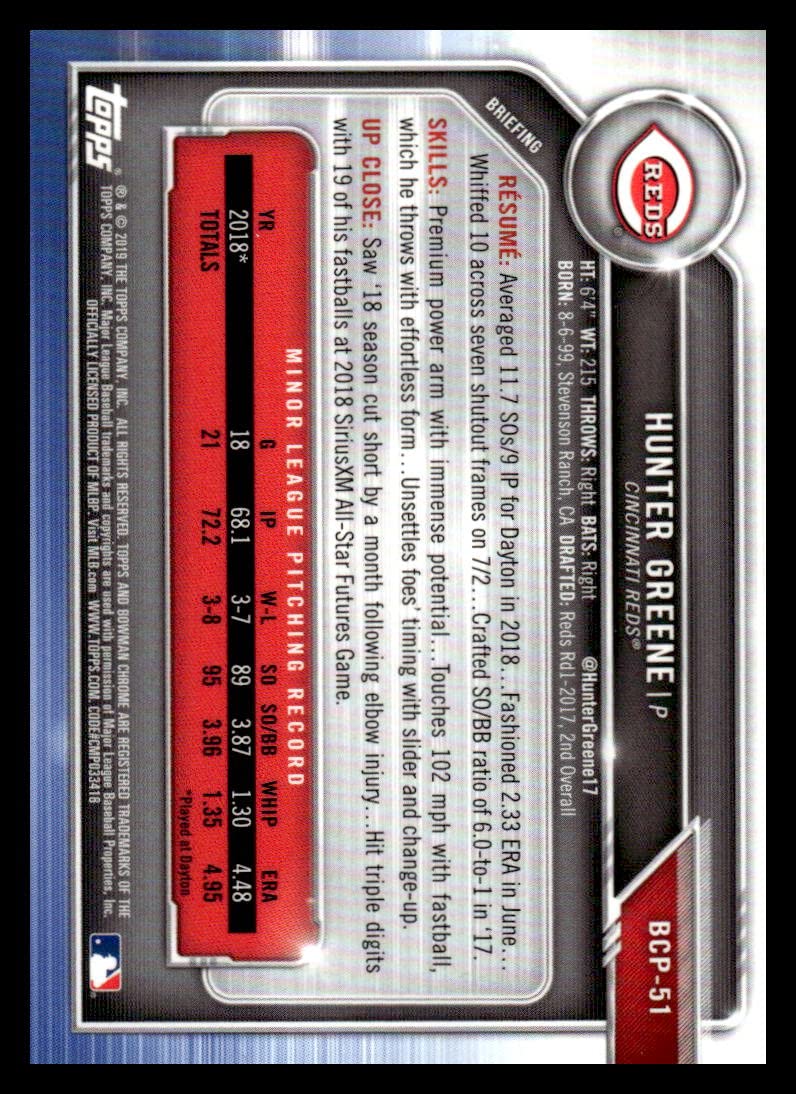 2019 Bowman Chrome Prospects Refractors Baseball Trading Card S693