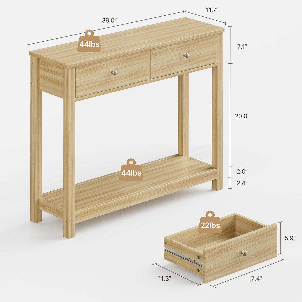 2 Drawer Oak Console Table A8839