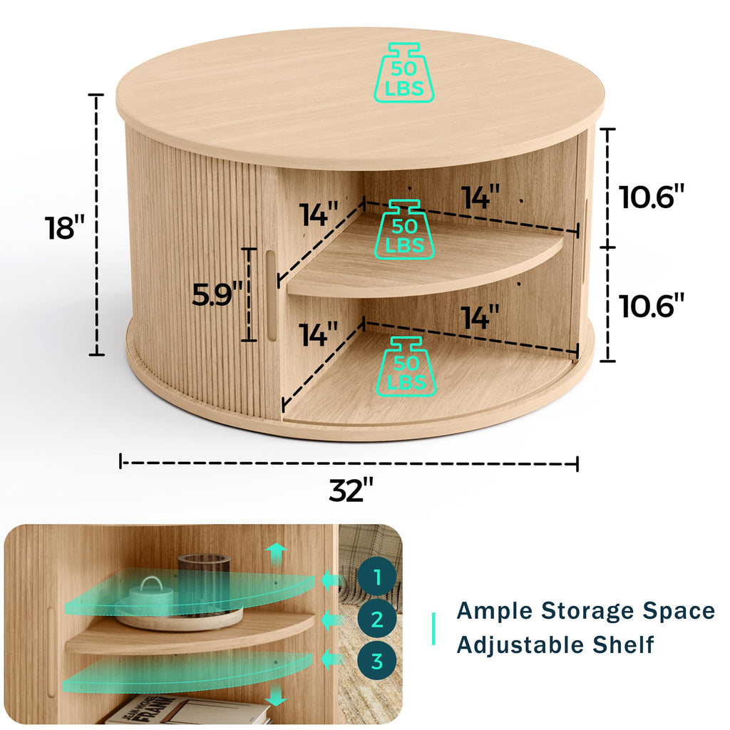 Round Coffee Table with Storage U221398